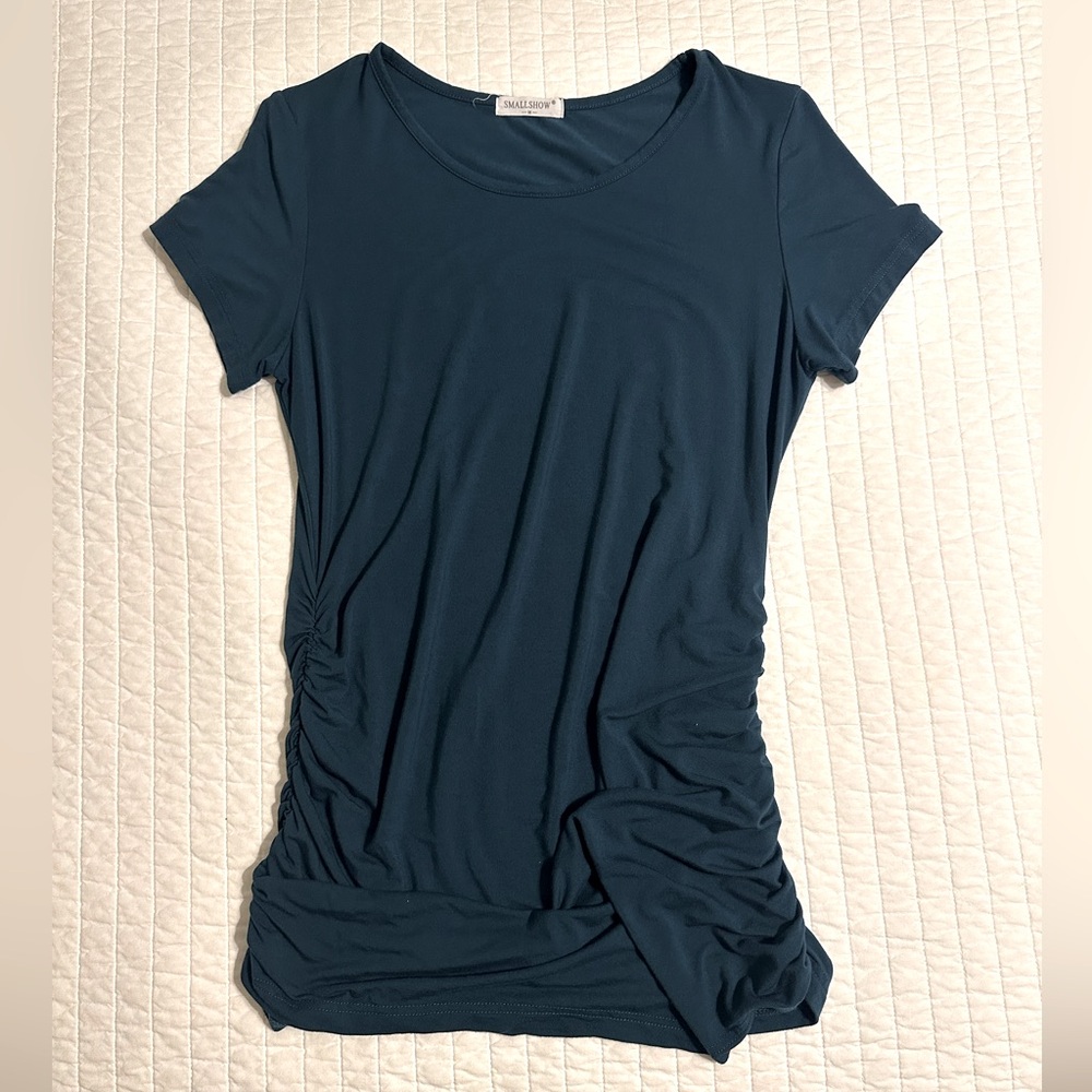 Dark Teal Short Sleeve Maternity Top